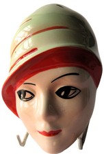 Crown Devon Art Deco style Wall Mask Hand Painted by Dorothy Ann