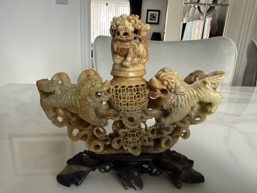 Antique hand carved soap stone - hand,