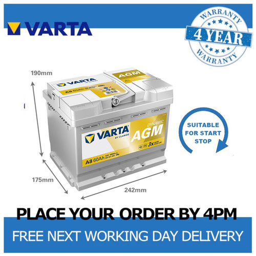 Agm car battery 12v varta - a8,