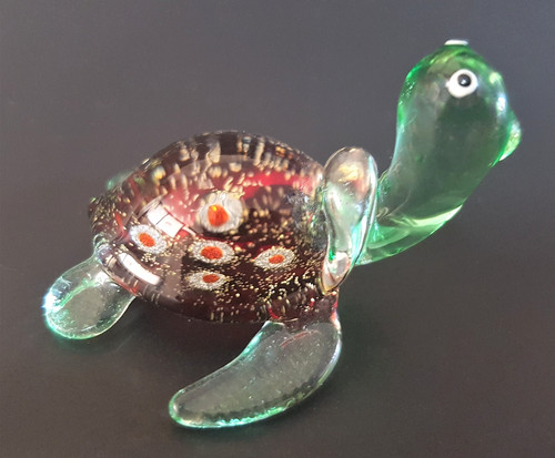 Green glass turtle ornament - turtle,