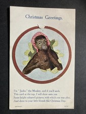 Jacko the Monkey Vintage Novelty Pull Out Christmas Scenes Greeting Postcard B29