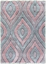 Pink Grey Shaggy Rug 3D Thick