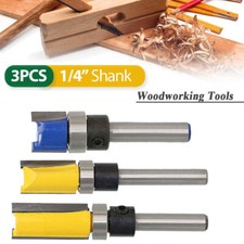 3Pcs 1/4" Shank Straight Flush Trim Router Bit Set Wood Template Milling Cutter