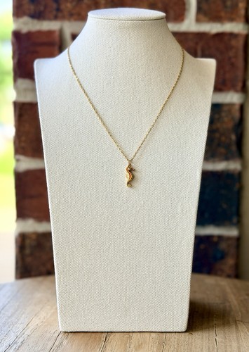 Gold seahorse charm - gold, necklace