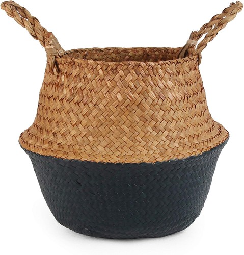 Woven seagrass belly basket - woven,
