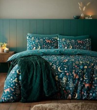 Catherine Lansfield Enchanted Twilight Duvet Cover Bedding Bed Set Green Double