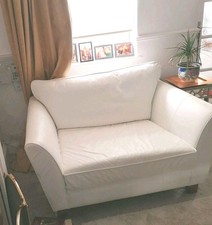 Sofa white leather 2 str 58" L