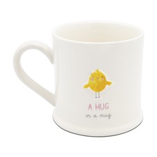 Hug in a Mug Chick Design Stoneware Ceramic Mug Love Life Hug Embossed