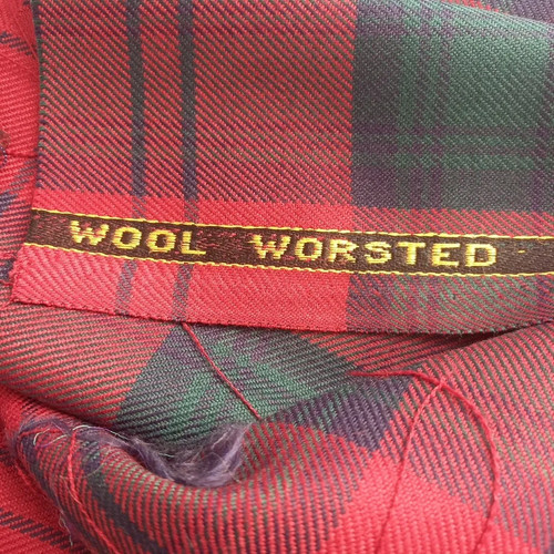 Red green tartan check worsted - tartan,