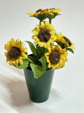 Dolls House Miniature. Sunflowers in Florist Bucket  1:12 Scale