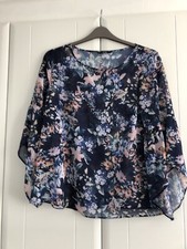Fabulous Summer Floating Blouse  Navy And Pink Size 16 New