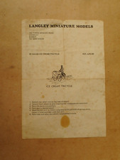 Langley  Miniature  Models Ice Cream Tricycle  Instructions Only  Vintage 1950 s