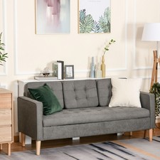 Modern 3 Seater Sofa for Living Room Compact Sofa with Hidden Storage Grey