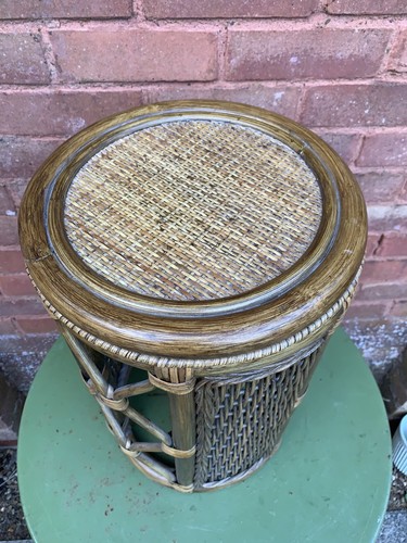 Vintage rattan cane side table - vintage,