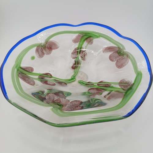Hand blown blue bowl - blue,