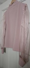 BNWOT Pink Top with Sheer Puff Sleeves Size XL 16-18