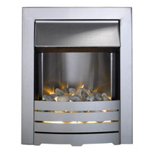 SILVER ELECTRIC FIRE HEATER PEBBLES LED EFFECT BRUSHED STEEL BNIB