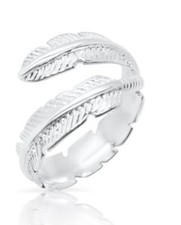 925 Sterling Silver Angel Wing Feather  Adjustable Ring   Size L-R Gift Boxed
