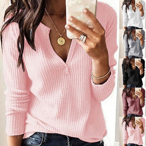 Womens neck ribbed jumper - v,