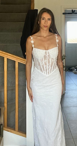 White lace sweetheart corset - lace,