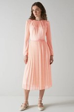 LK Bennett NWOT Avery Midi Dress Pink/Cream Size 12