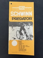 Schwinn PREDATOR BMX OWNERS MANUAL Old School BMX 80’s