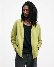 AllSaints Men's Green Wool-Alpaca Blend Cardigan M