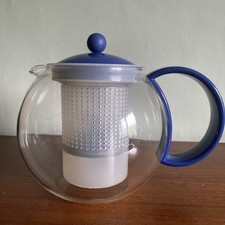 Classic Blue Bodum Assam Teapot Tea French Press Danish Mouth Blown Kitchenware