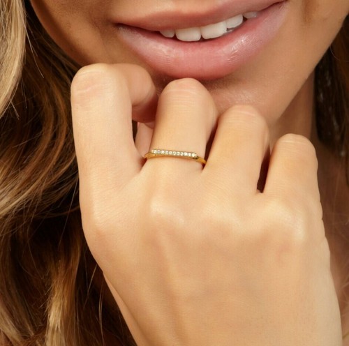 Diamond bar ring 14k solid - ring,