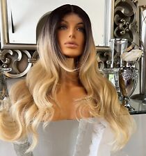 Dark Root Blonde Wig Lace Front Centre Part Wig Strawberry Blonde Ginger Wig