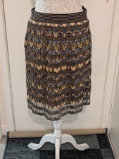 Desigual Ladies Skirt Pleated Sparkly Net Fabric Autumn Colours Lined Size L
