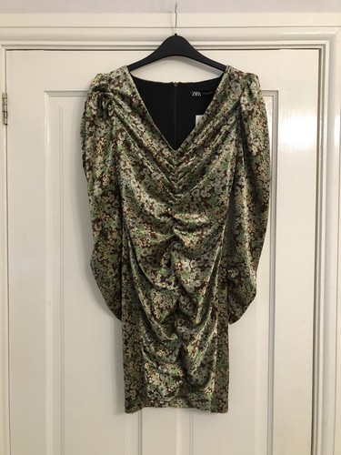 Zara green velvet floral - zara,
