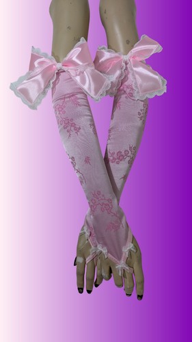 Baby pink stretch satin gloves - satin,