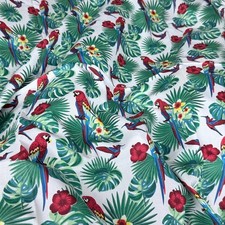 Tropical Parrots Fabric 100%