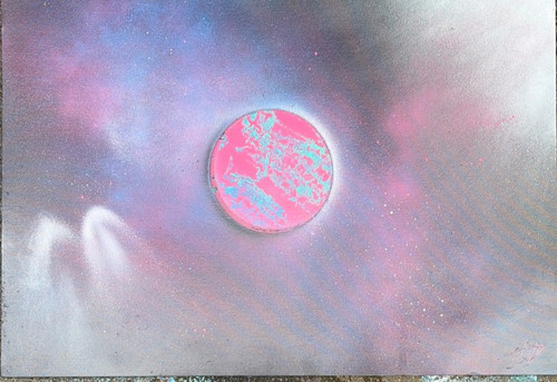 Spray painting planet blue and