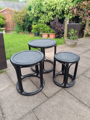 Vintage cane nesting tables - vintage,