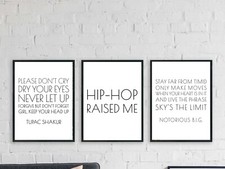 Tupac and biggie song lyrics prints set of 3 hip hop music poster 90s music