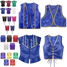Kids Boys Halloween Medieval Renaissance Open Front Steampunk Waistcoat Costume