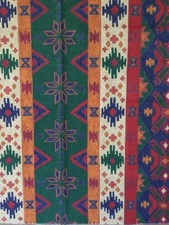 Vintage Cotton Satin Fabric Kilim Montgomery Interiors Fabric Remnant / Offcut