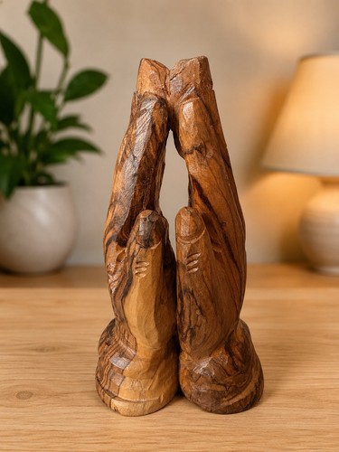 Hand carved olive wood praying - hand,