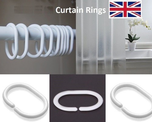 White shower curtain rings - white,
