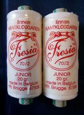 2 x 20 Gram Spools Fresia Junior 70/2  White Linen Thread Lace Making