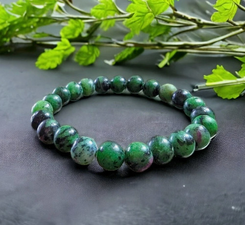 Ruby zoisite bracelet 8mm - bracelet,