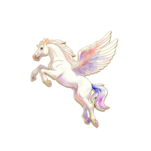 White horse pin - white, pegasus