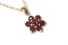 9ct Gold Garnet Cluster Necklace Pendant AND 18" Chain Gift Boxed Made in UK