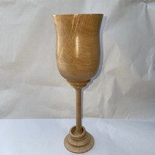 Vintage Turned Wooden Chalice/ Goblet With 2 Captive Rings 23.5cm Approx