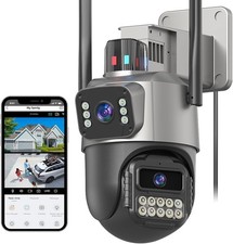 6MP Dual Lens CCTV Camera Black IP66 Color Night Vision For Outdoor - NEW