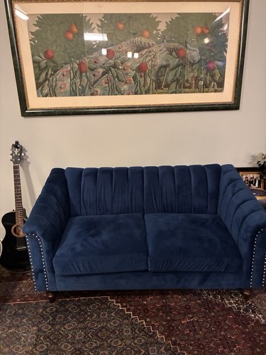Blue velvet loveseat - blue,
