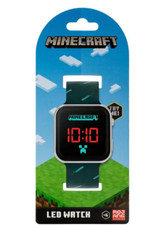 Minecraft Kids Boys Black Strap LED  Digital Wrist Watch MIN4097