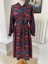 Stunning 1980’s THOMAS & JONATHAN LIBERTY print wool shirt dress, UK12 *damaged*